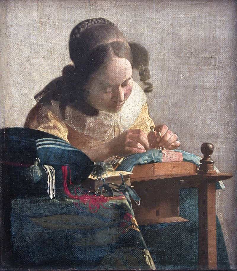 The Lacemaker by Johannes Vermeer one of the most visited artworks at the Louvre