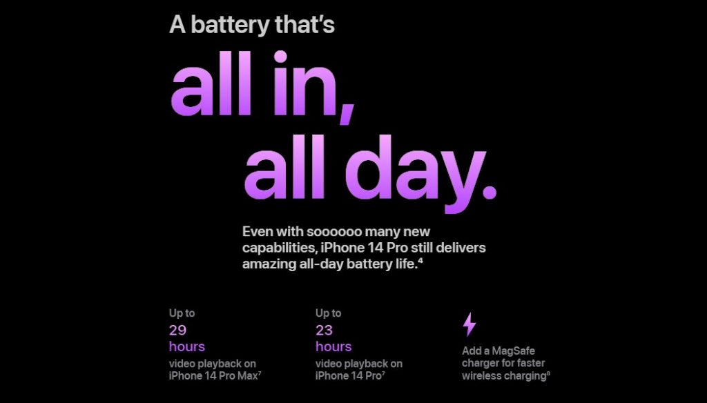 iPhone 14 series battery life